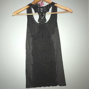 Gray lace back tank